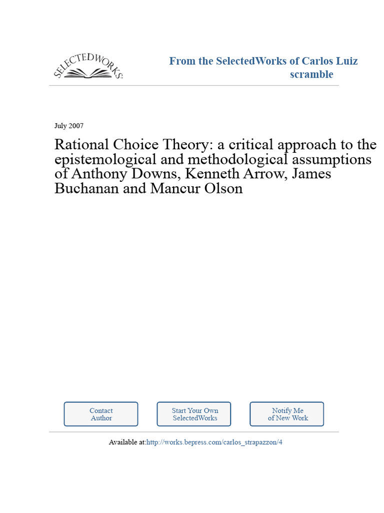 Theory of Rational Choice | PDF | Rationality | Theory