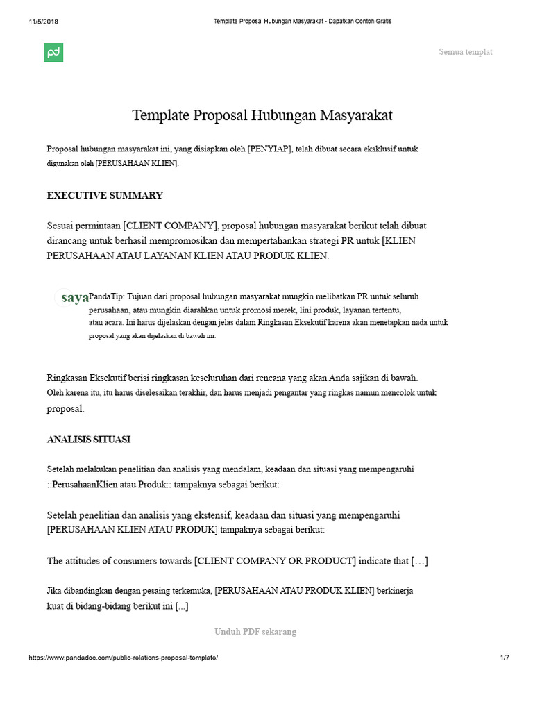 Template Proposal PR Gratis dan Efektif | PDF