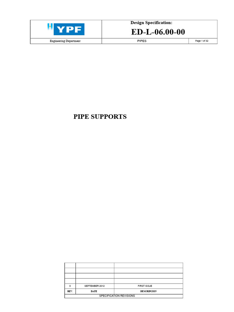 Pipe Supports Design Specification Guide | PDF | Structural Load ...
