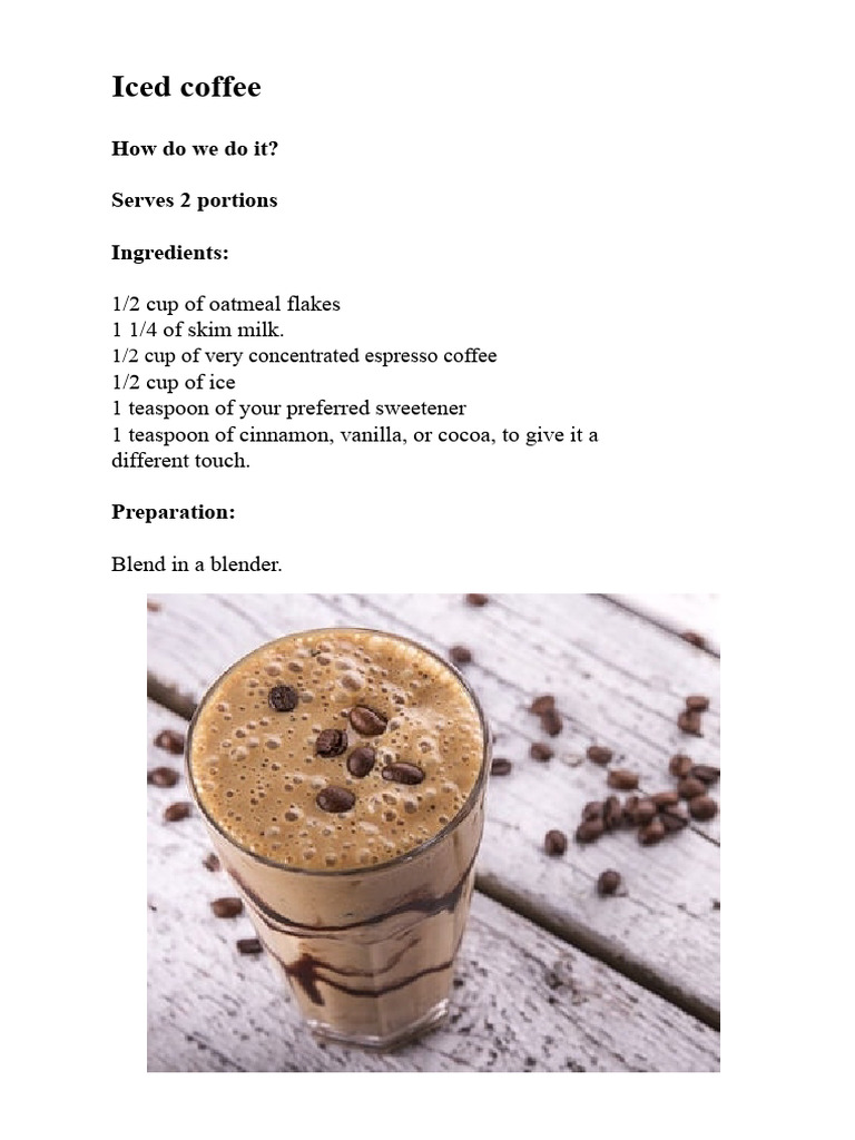 Iced Coffee Recipe with Oatmeal Flakes | PDF
