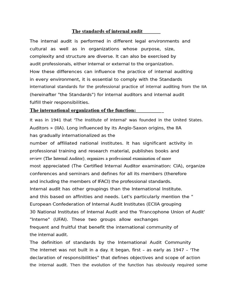 Internal Audit Standards Overview | PDF | Internal Audit | Audit