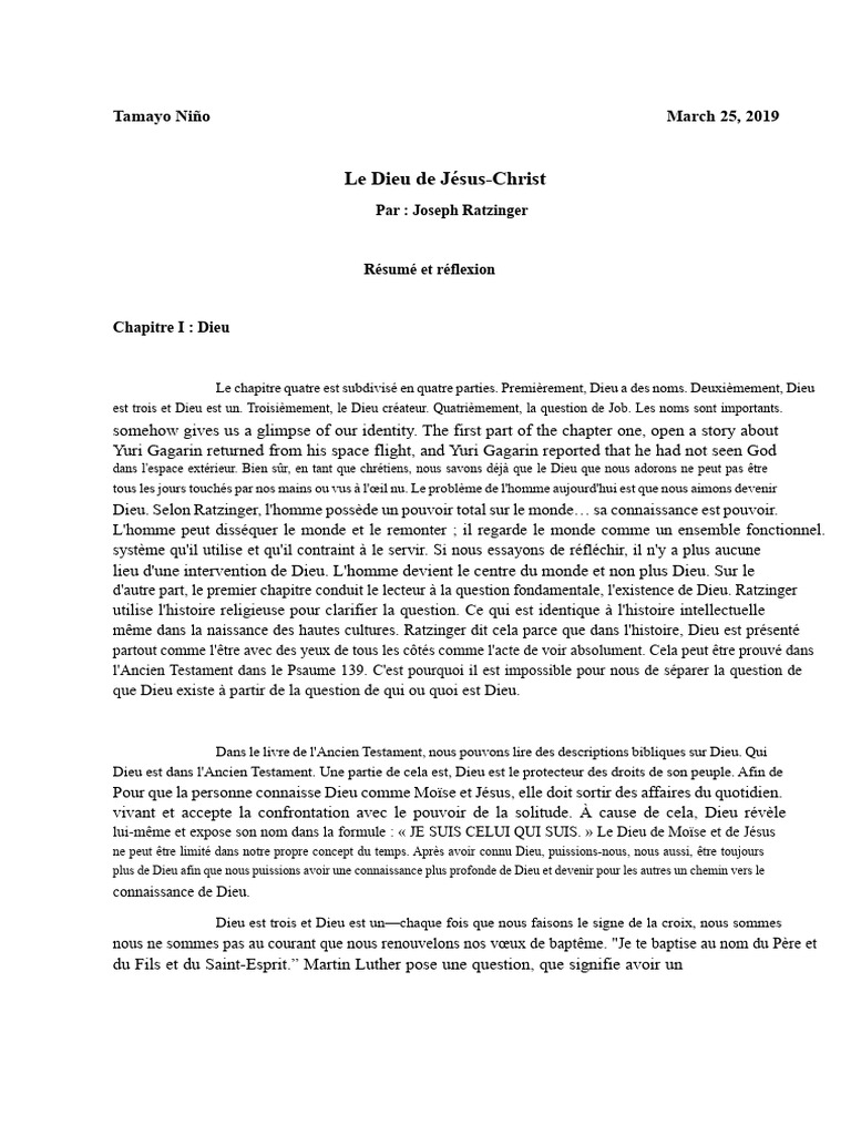 Comprendre Dieu selon Ratzinger | PDF | Dieu | Saint-Esprit