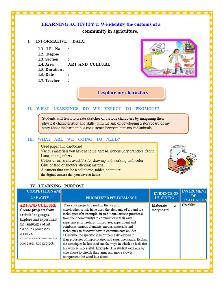 Day 4 Learning Session I Explore My Characters | PDF