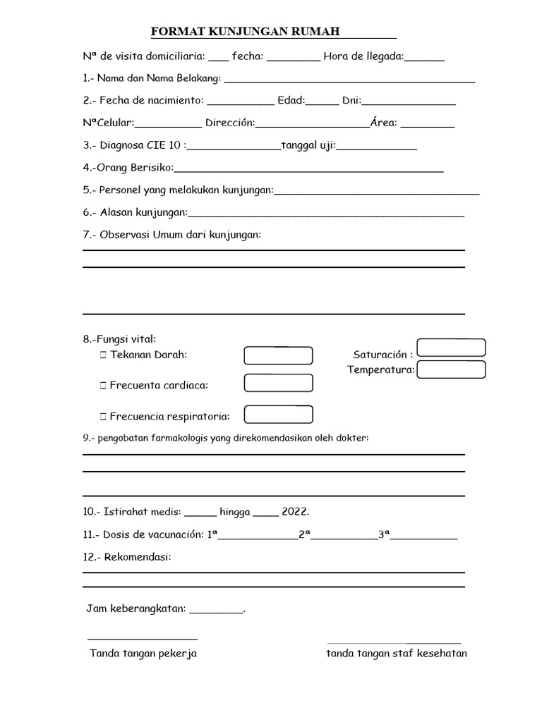 Format Kunjungan Rumah | PDF