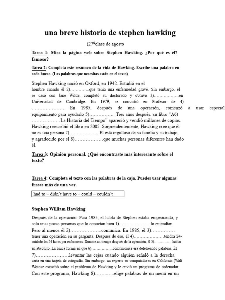 UNIDAD 7. STEPHEN WILLIAM HAWKING | PDF | Stephen Hawking | Informática