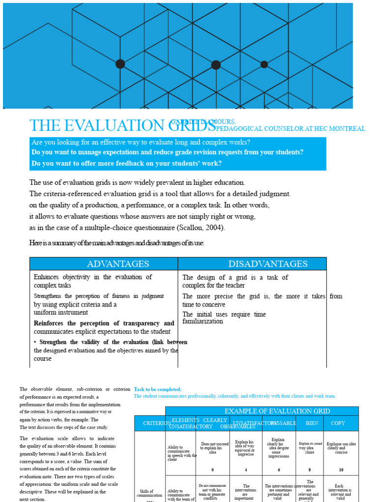 Evaluation Grids for Student Assessment | PDF | Evaluation | Cognition