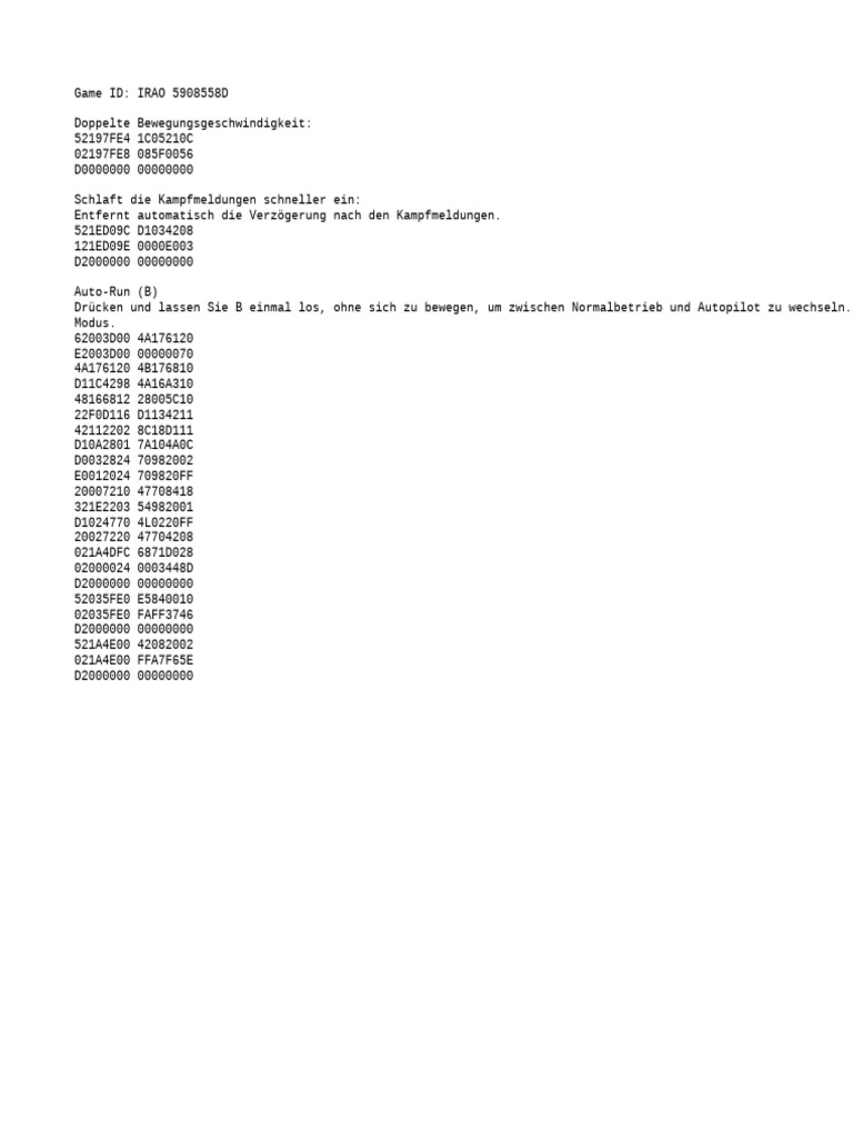 Action Replay Codes | PDF