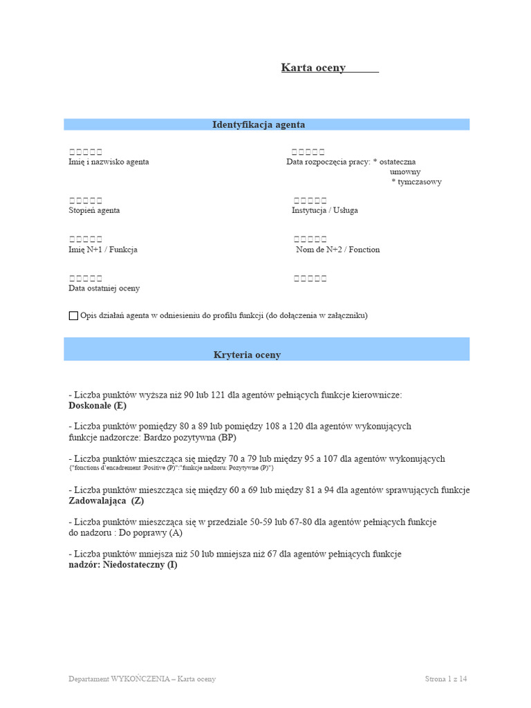Karta Oceny Typ Modu | PDF