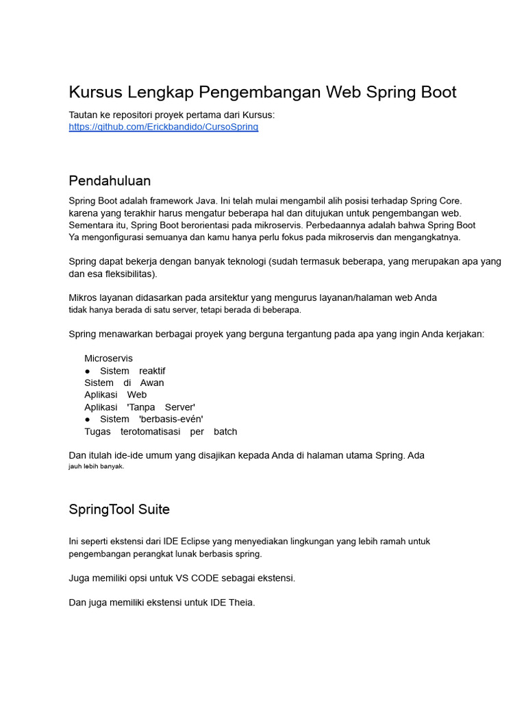 Kursus Pengembangan Web dengan Spring Boot | PDF