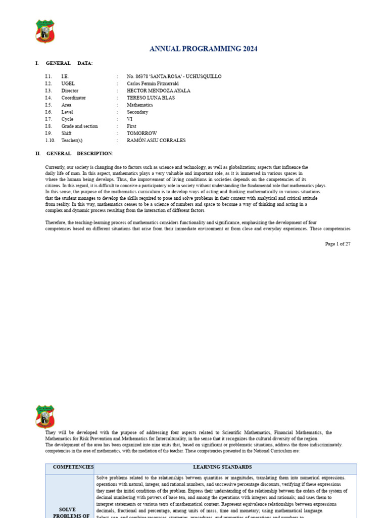 2024 Annual Mathematics Curriculum Guide | PDF | Equations | Algebra