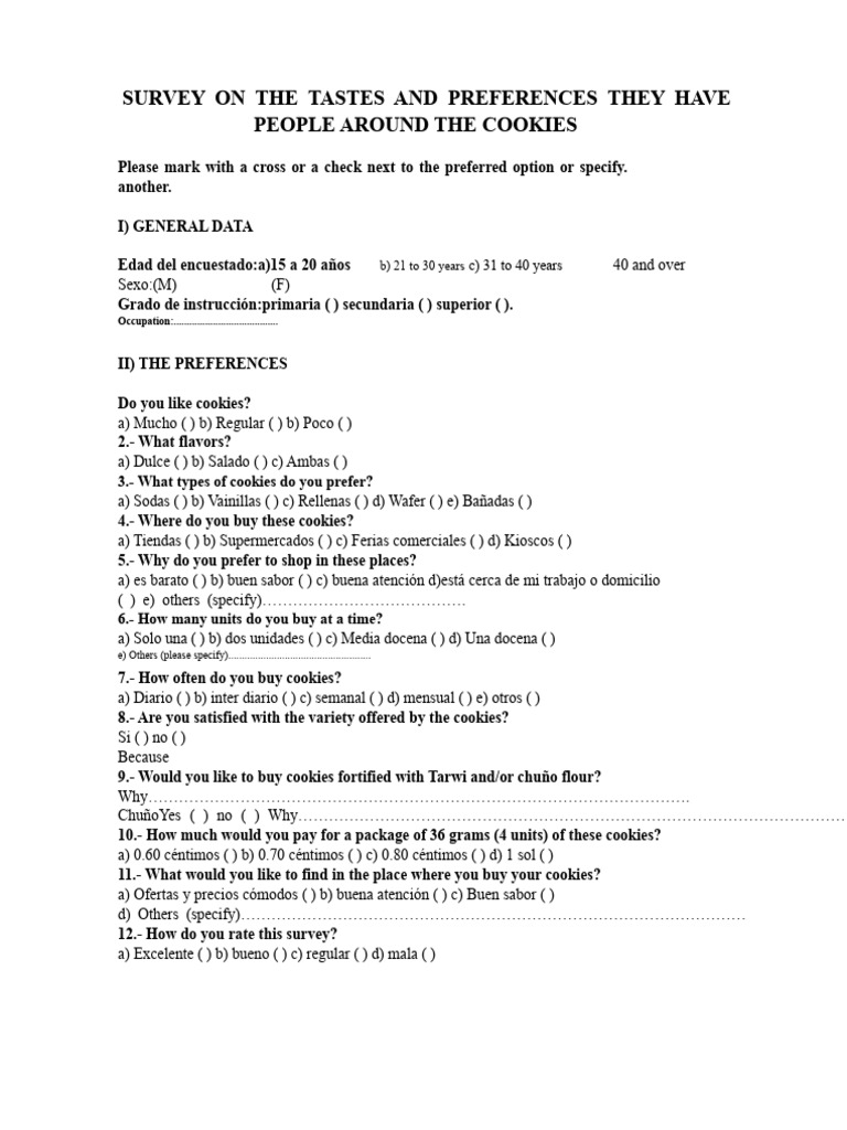 COOKIE SURVEY | PDF
