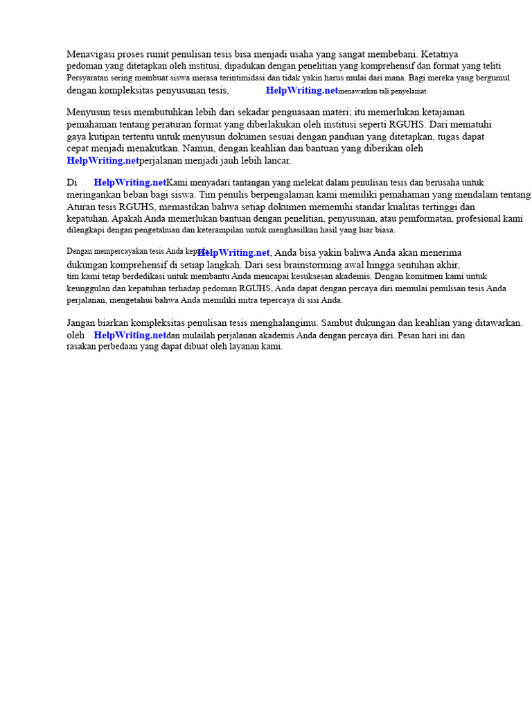 Panduan Penulisan Tesis RGUHS | PDF