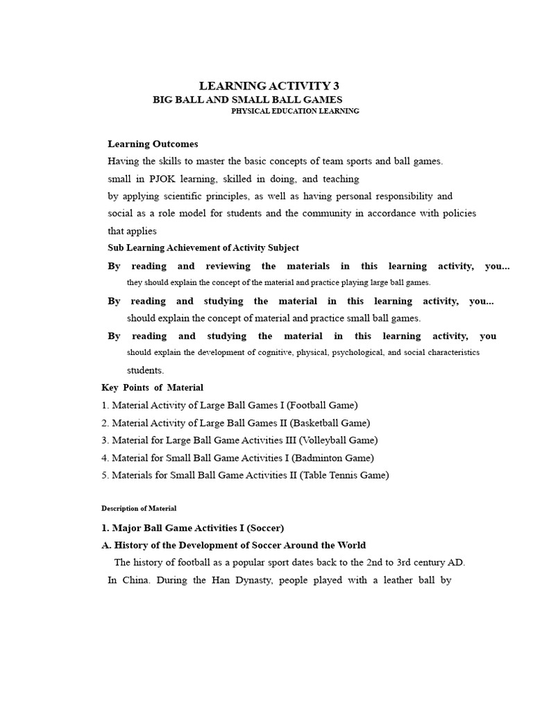 Large Ball and Small Ball Games in Physical Education Learning | PDF ...