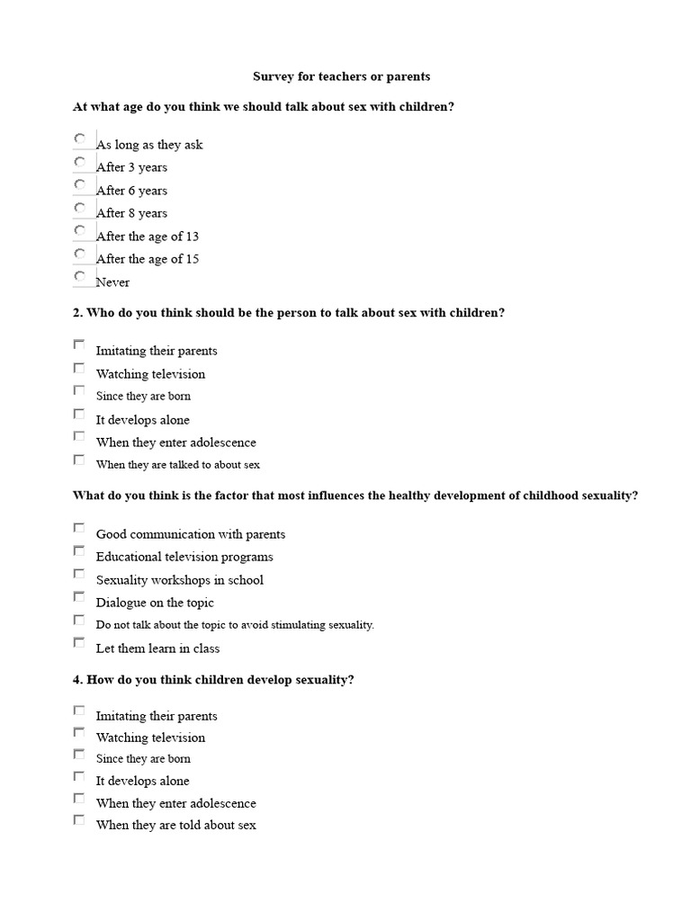 Survey For Teachers or Parents CORRECTED | PDF | Human Sexuality | Autism