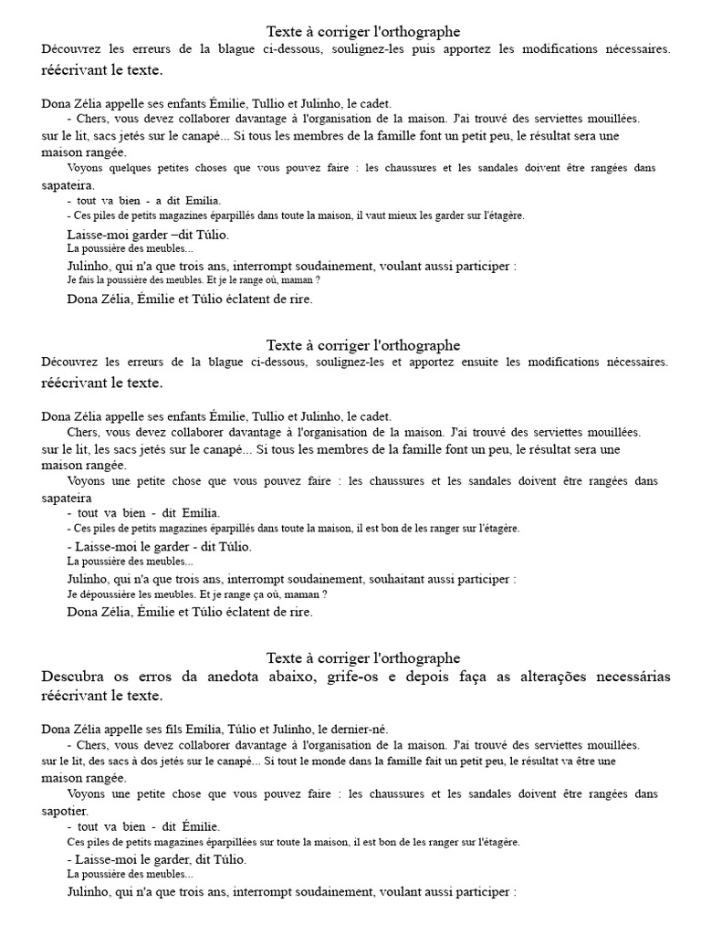 Texte À Corriger L'orthographe | PDF