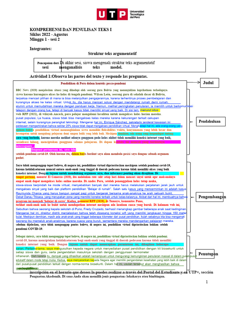 S01-s2-Material. Struktur teks argumentatif 2022 Agustus (1) (1) | PDF