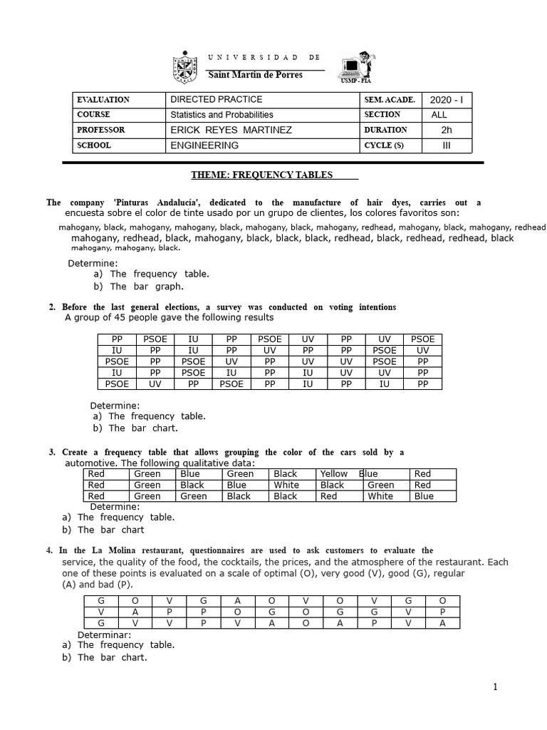 Practice 2 (Frequency Tables) | PDF