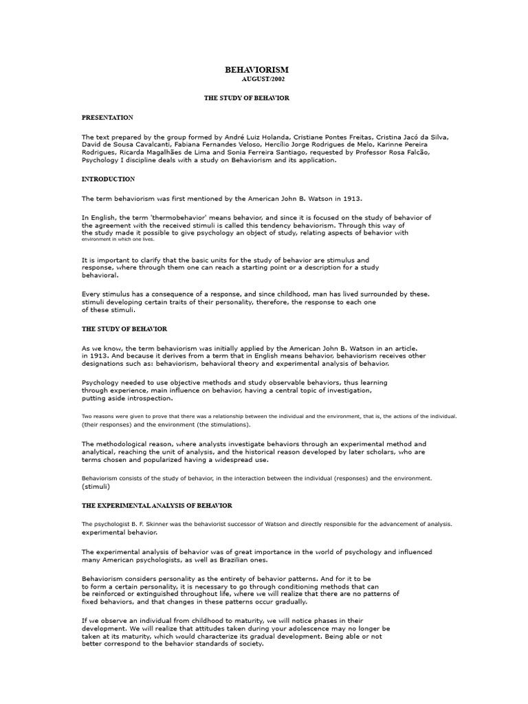Behaviorism | PDF | Reinforcement | Behaviorism