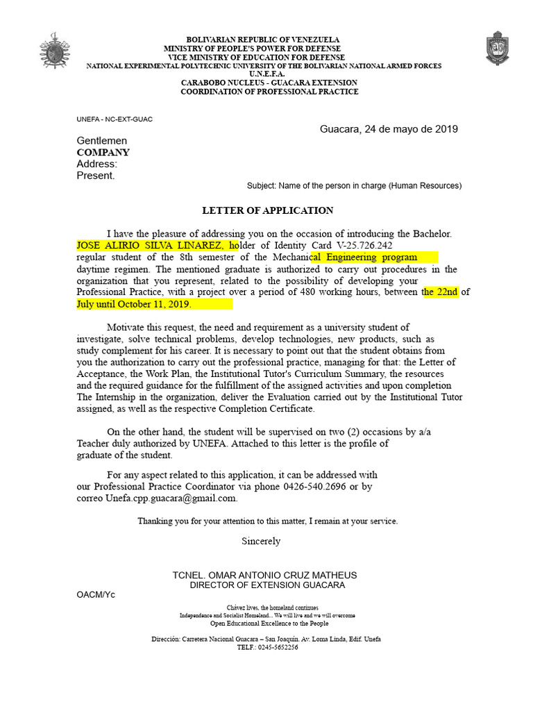 CPP-004 Internship Application Letter New Format | PDF