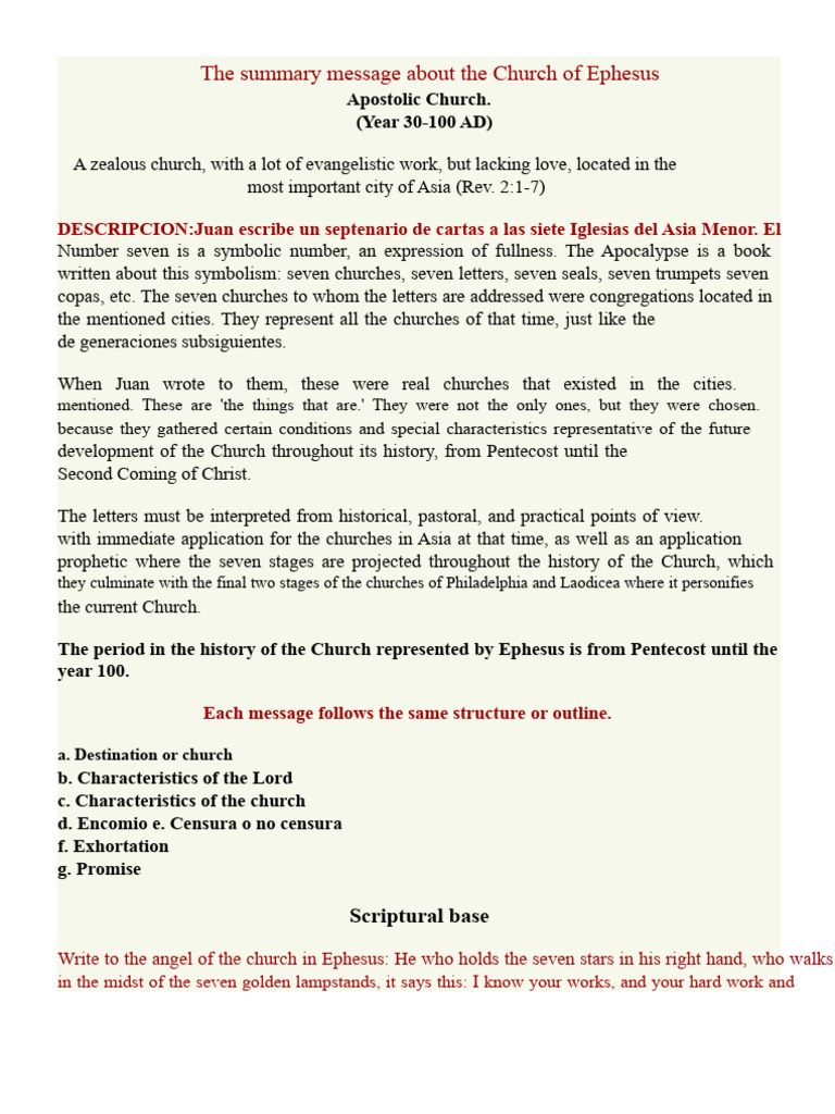 Church of Ephesus: Zeal vs. Love | PDF | Paul The Apostle | Epistle To ...
