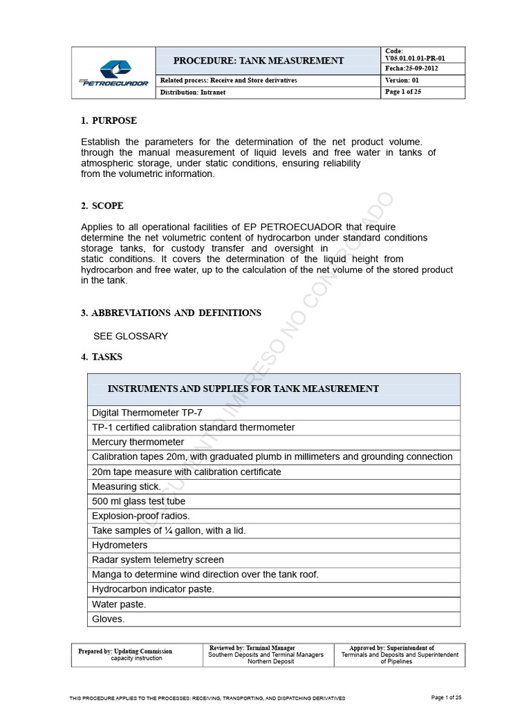 Tank Measurement Procedure Guide | PDF | Calibration