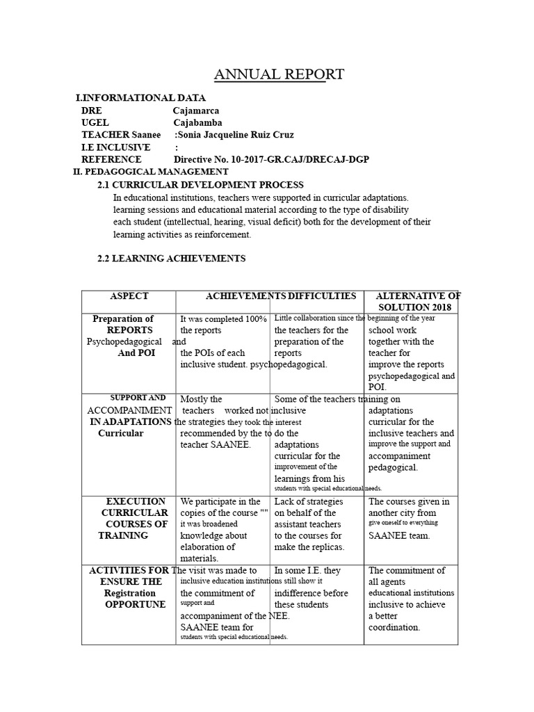 Annual Report | PDF | Curriculum | Special Education