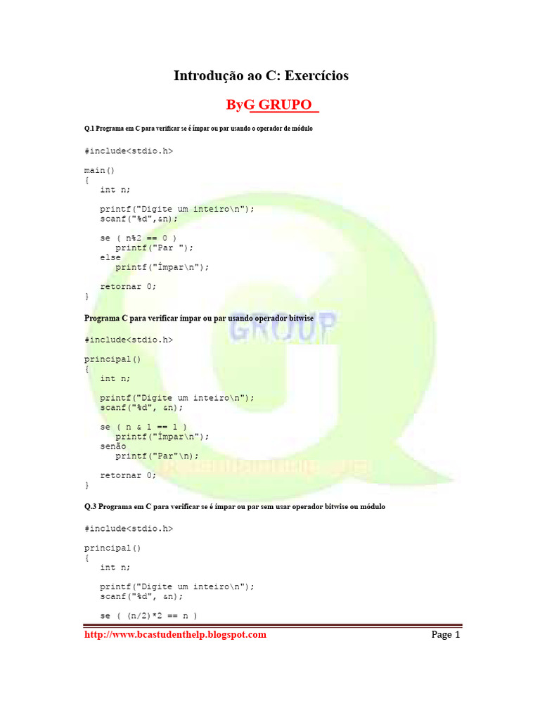 Exercícios Práticos de Programação em C | PDF | Ponteiro (programação ...
