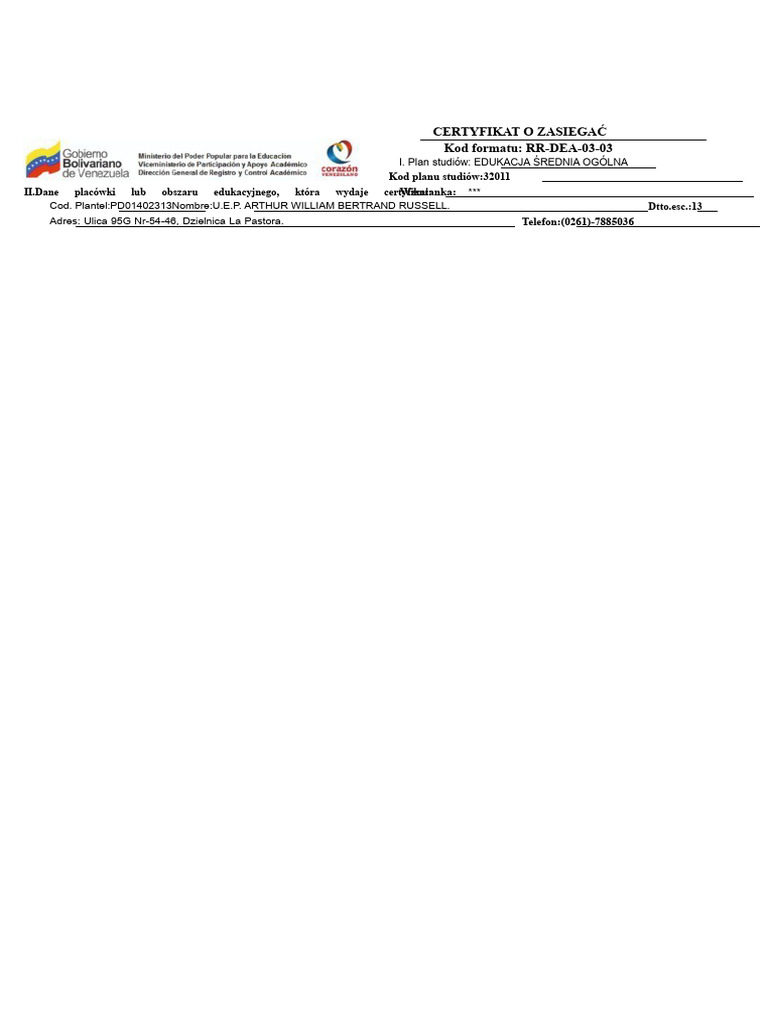 Certyfikat Ocen Z Dolnego Formatu 4. I 5. Klasy | PDF