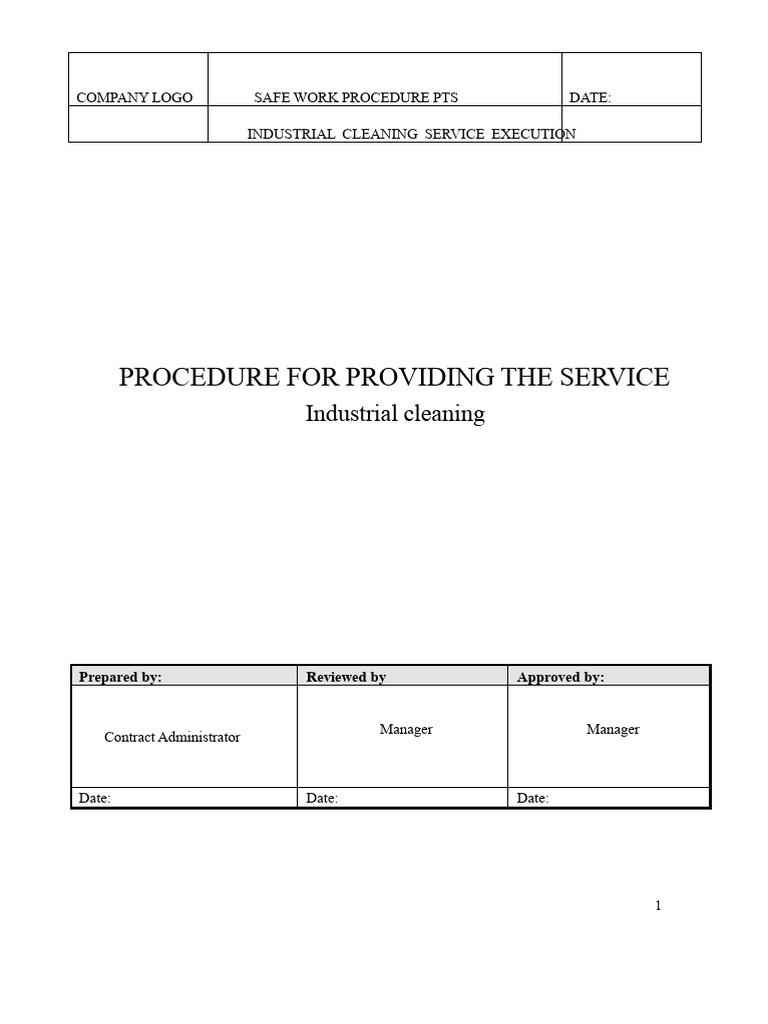 Industrial Cleaning Service Procedure | PDF | Personal Protective ...