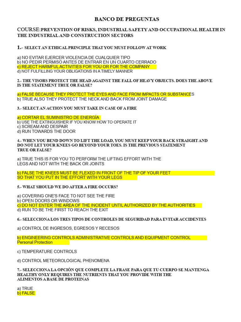 Industrial Safety and Health Quiz | PDF | Occupational Safety And Health