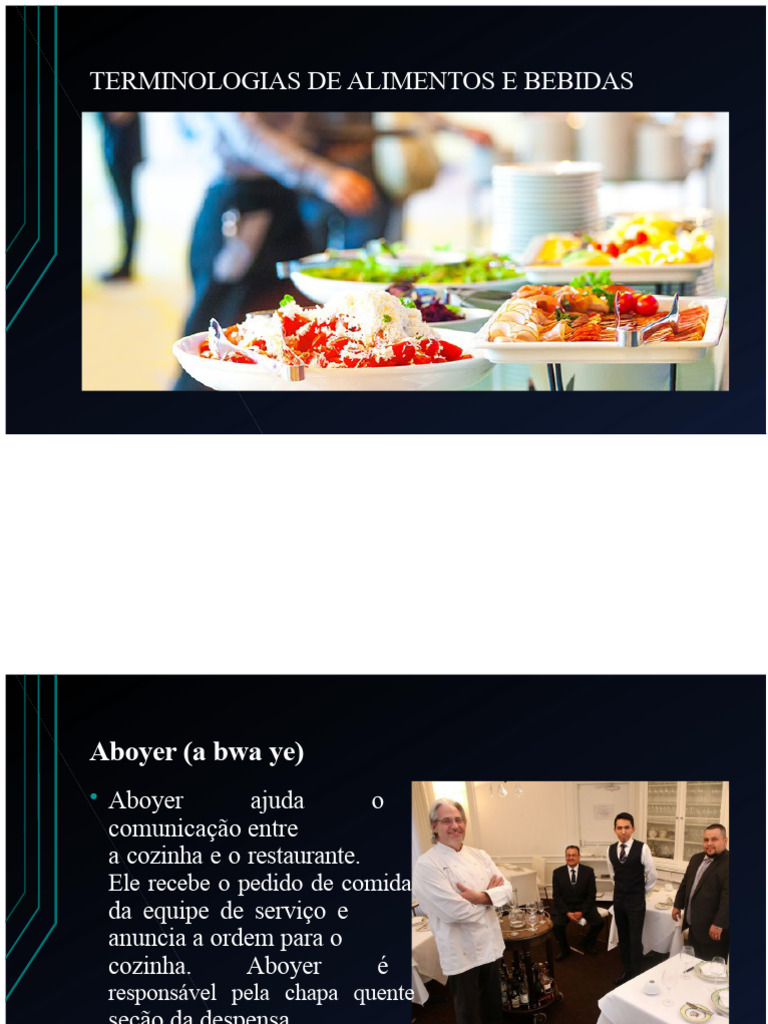 Terminologias de Alimentos e Bebidas | PDF | Restaurantes | Refeição