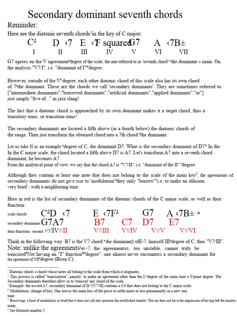 Secondary V7 Chords | PDF | Chord (Music) | Musical Techniques
