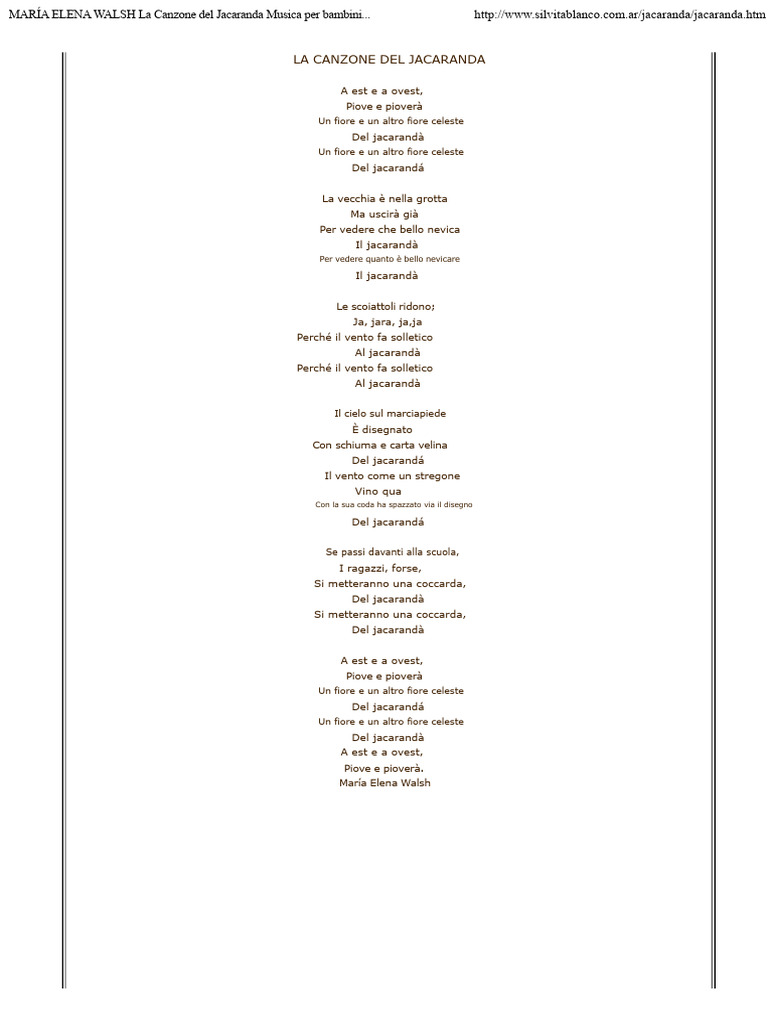 La Canzone Del Jacaranda | PDF