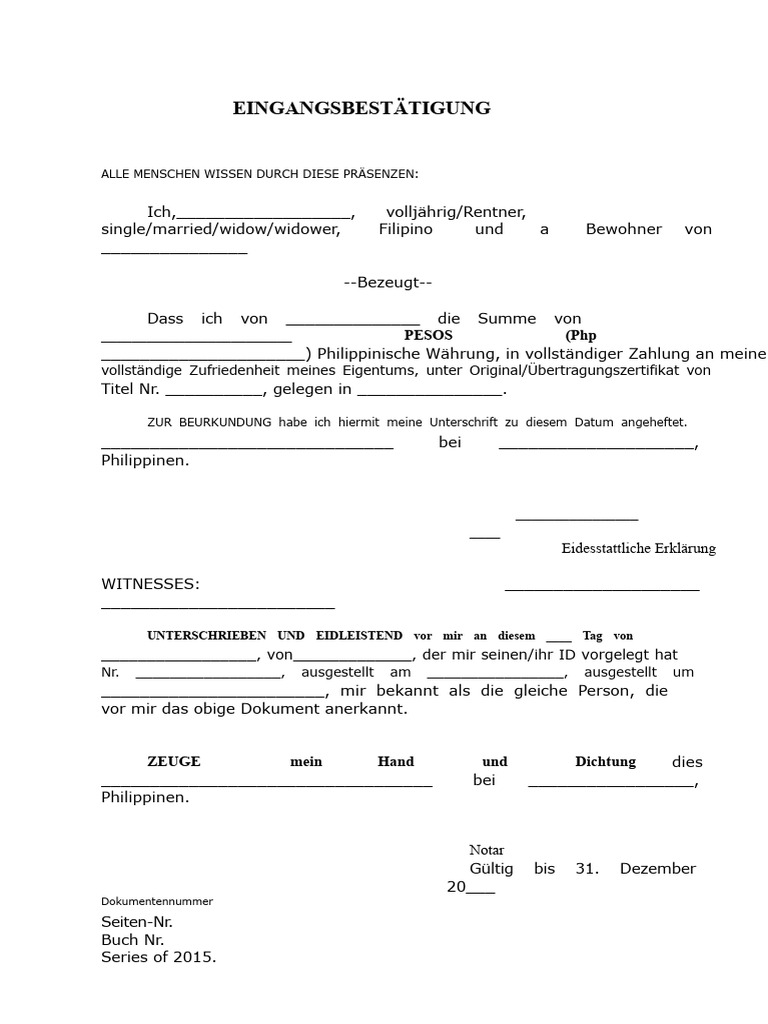 Empfangsbesttigung Muster Pdf