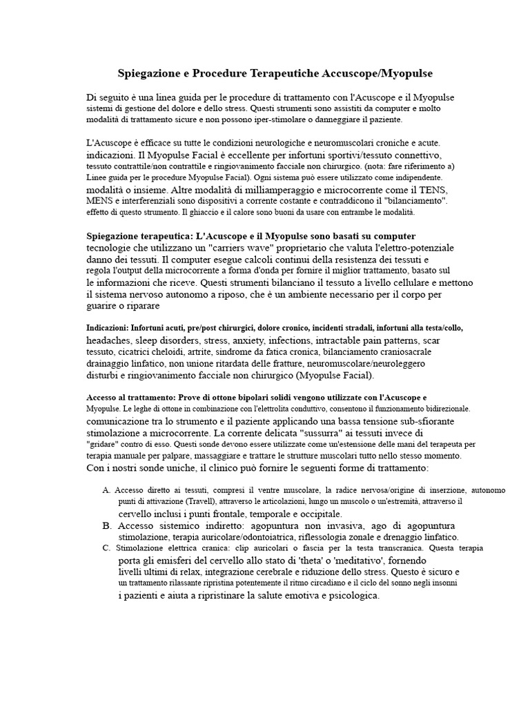 Procedure Di Trattamento Acuscope Myopulse M | PDF