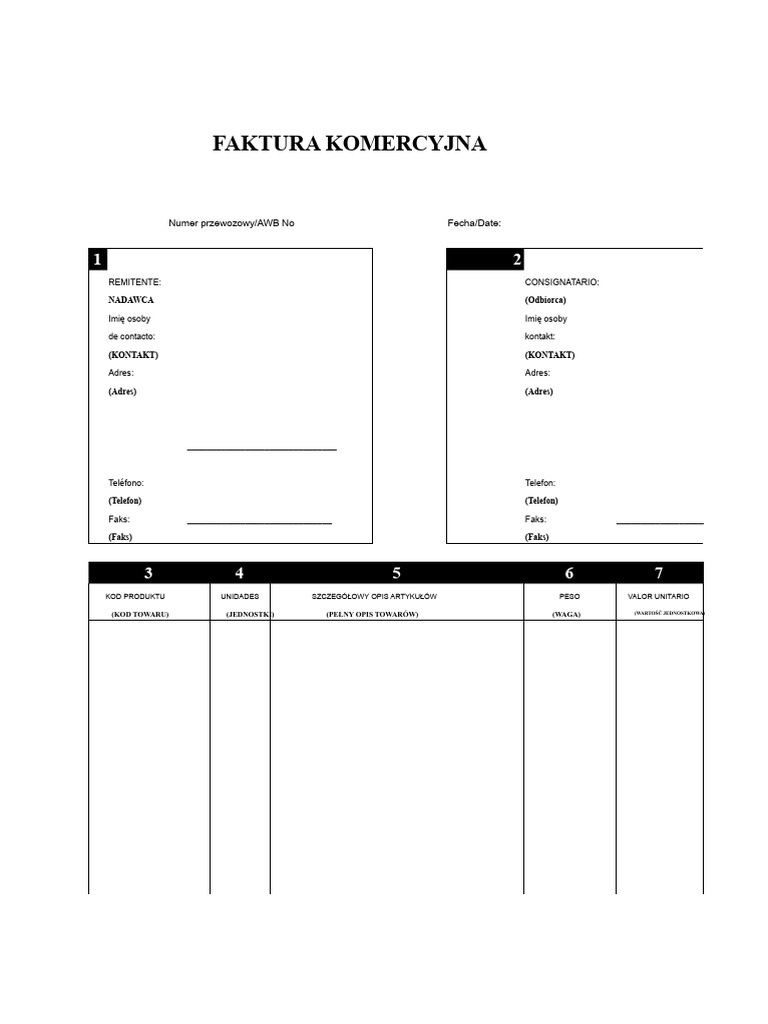 Format Listu Handlowego Dla Przesyłek Kurierskich | PDF