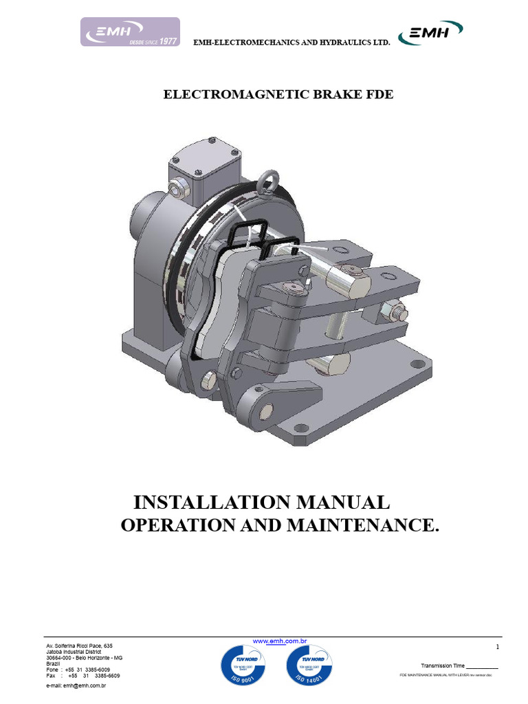 FDE Electromagnetic Brake Manual | PDF | Brake | Inductor