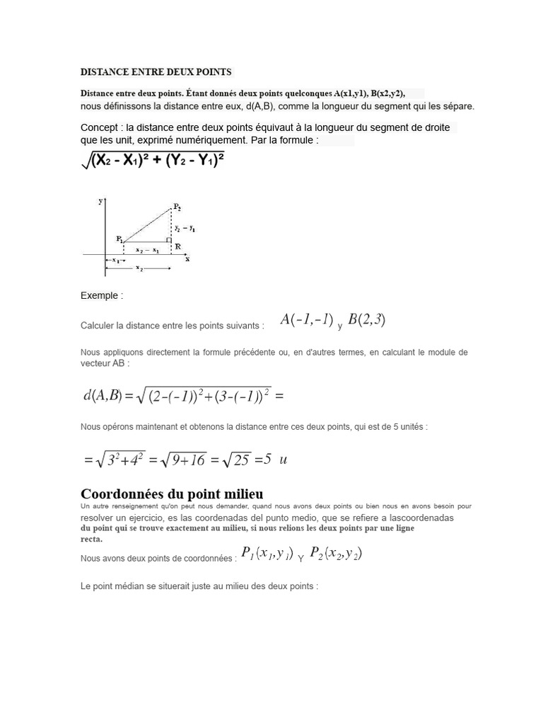 Calcul de distance entre deux points | PDF | Géométrie