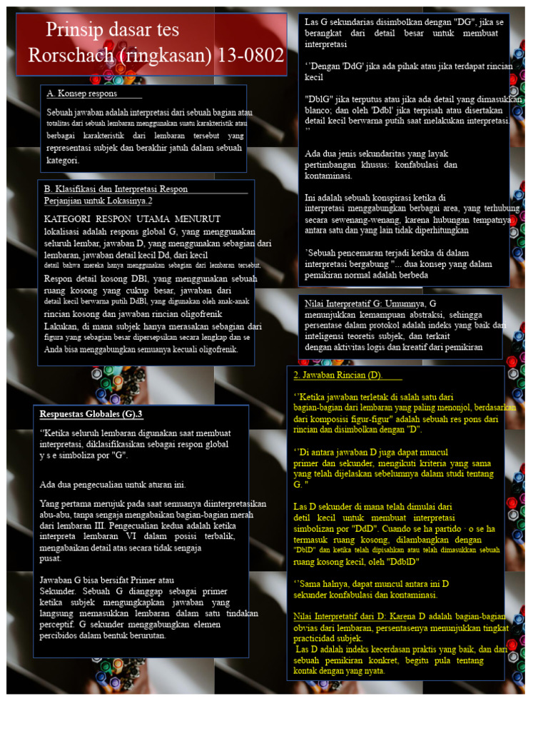 Klasifikasi dan Interpretasi Tes Rorschach | PDF