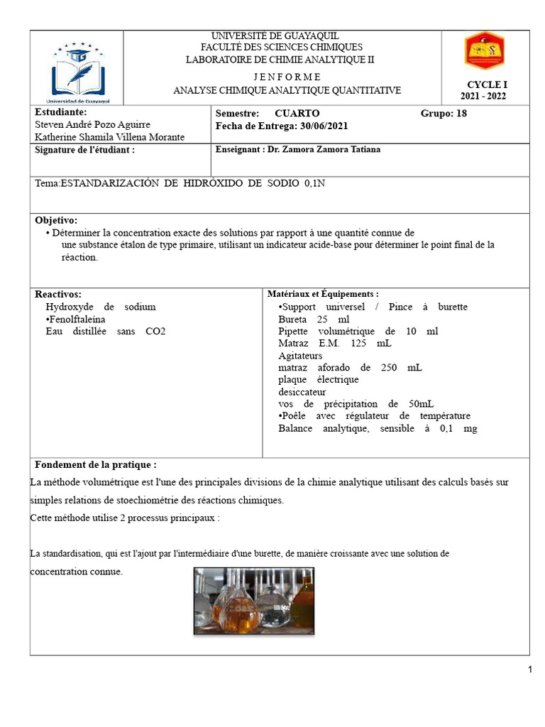 Rapport 3 de Chimie Analytique II | PDF | Titrage | Chimie