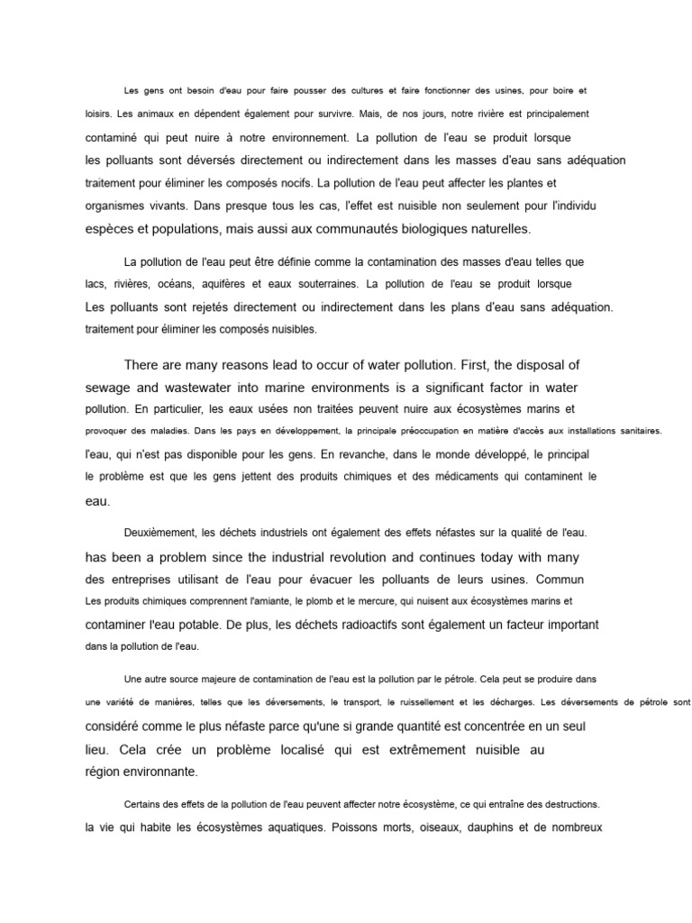 Pollution de l'eau : causes et solutions | PDF | la pollution ...