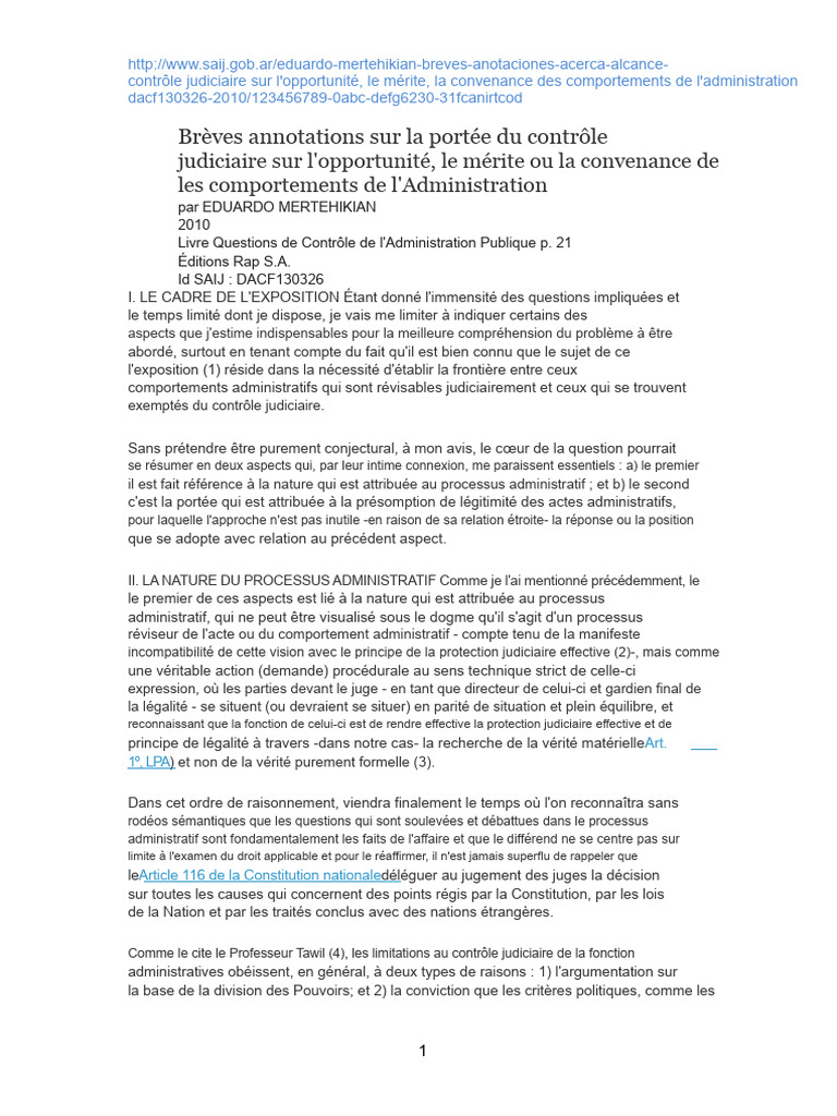 Contrôle judiciaire des actes administratifs | PDF | Loi | Constitution