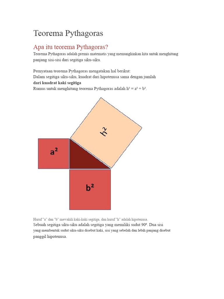 Teorema Pythagoras: Rumus dan Contoh | PDF