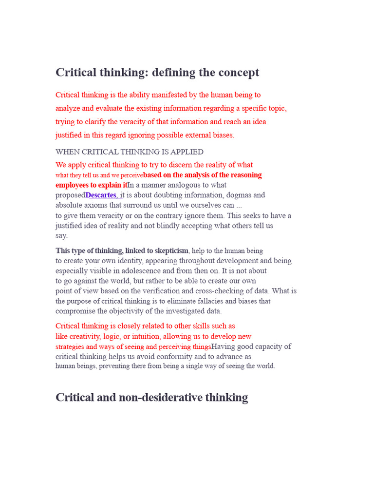 Critical Thinking INTRODUCTION | PDF | Thought | Critical Thinking