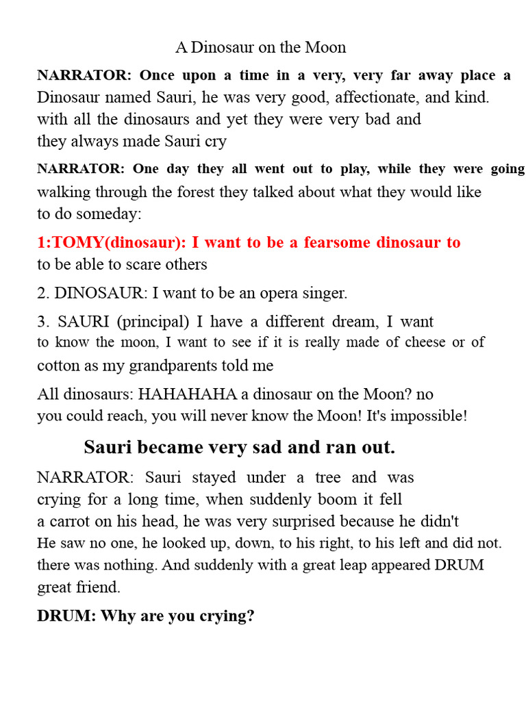 Script A Dinosaur On The Moon | PDF