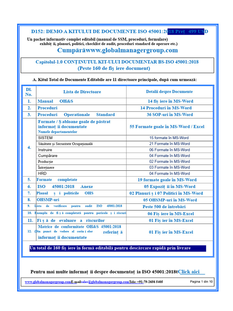 Iso 45001 2018 Manual Documente PDF | PDF
