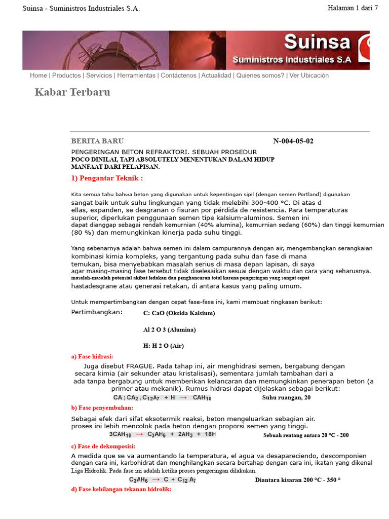 Pengeringan Refraktori | PDF