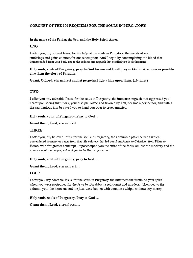Prayers for Souls in Purgatory | PDF | Jesus | Purgatory