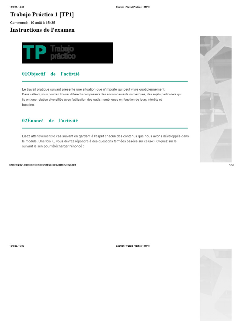 Examen TP1 : Compétences Numériques et Outils | PDF | Réseautage social ...