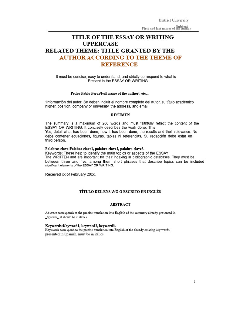 District University Essay Template Guide | PDF | Essays | Time Series